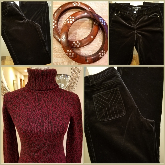 Yansi Fugel Black Velvet Cotton Pants - Picture 3 of 11